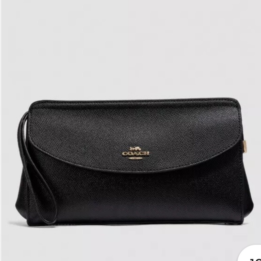 Coach Black Leather Wristlet Clutch